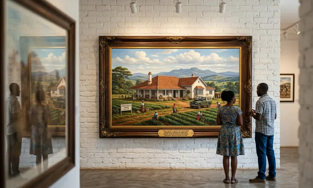 Colonial Farmhouse Realism in a frame in a National Museum
